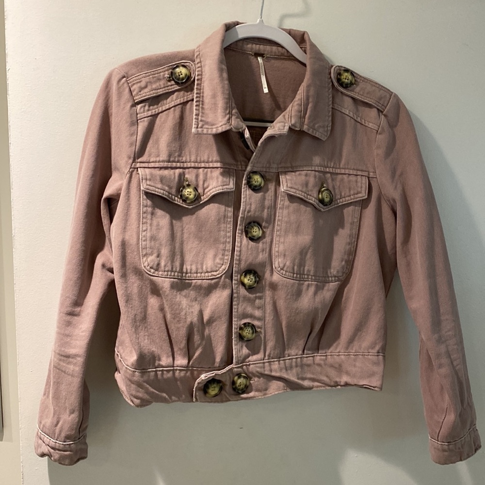 Free People Dusty Rose Denim Jacket
